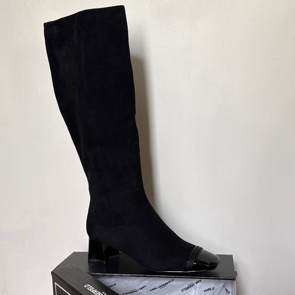 Karl Lagerfeld Black cap
Toe boot New  retail $269